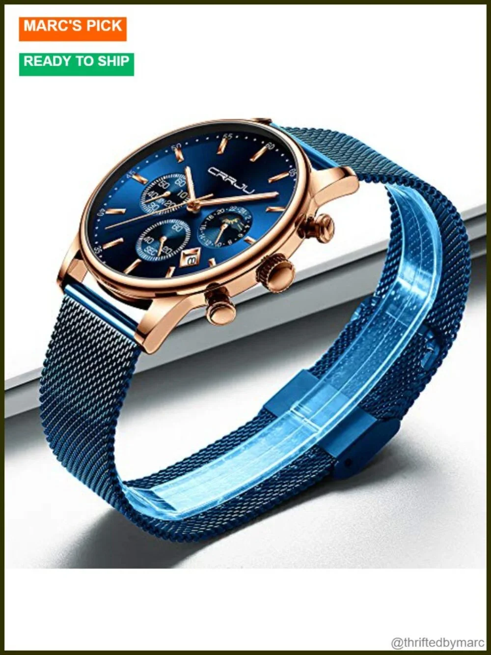 Men's Fashion Casual Chronograph Watch with Mesh Strap